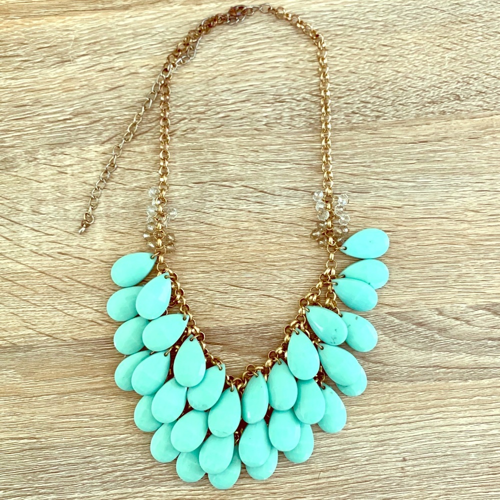 Mint green and gold statement necklace